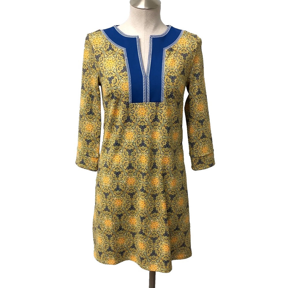 Cabana‎ Life Dallas Embroidered Tunic Dress Womens XS Shift 3/4 Sleeve Sporty